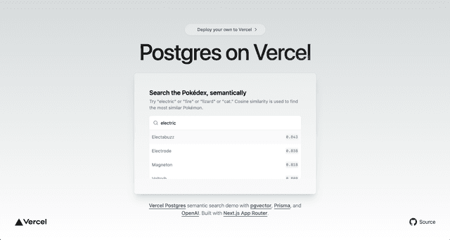 Vercel Postgres pgvector Starter