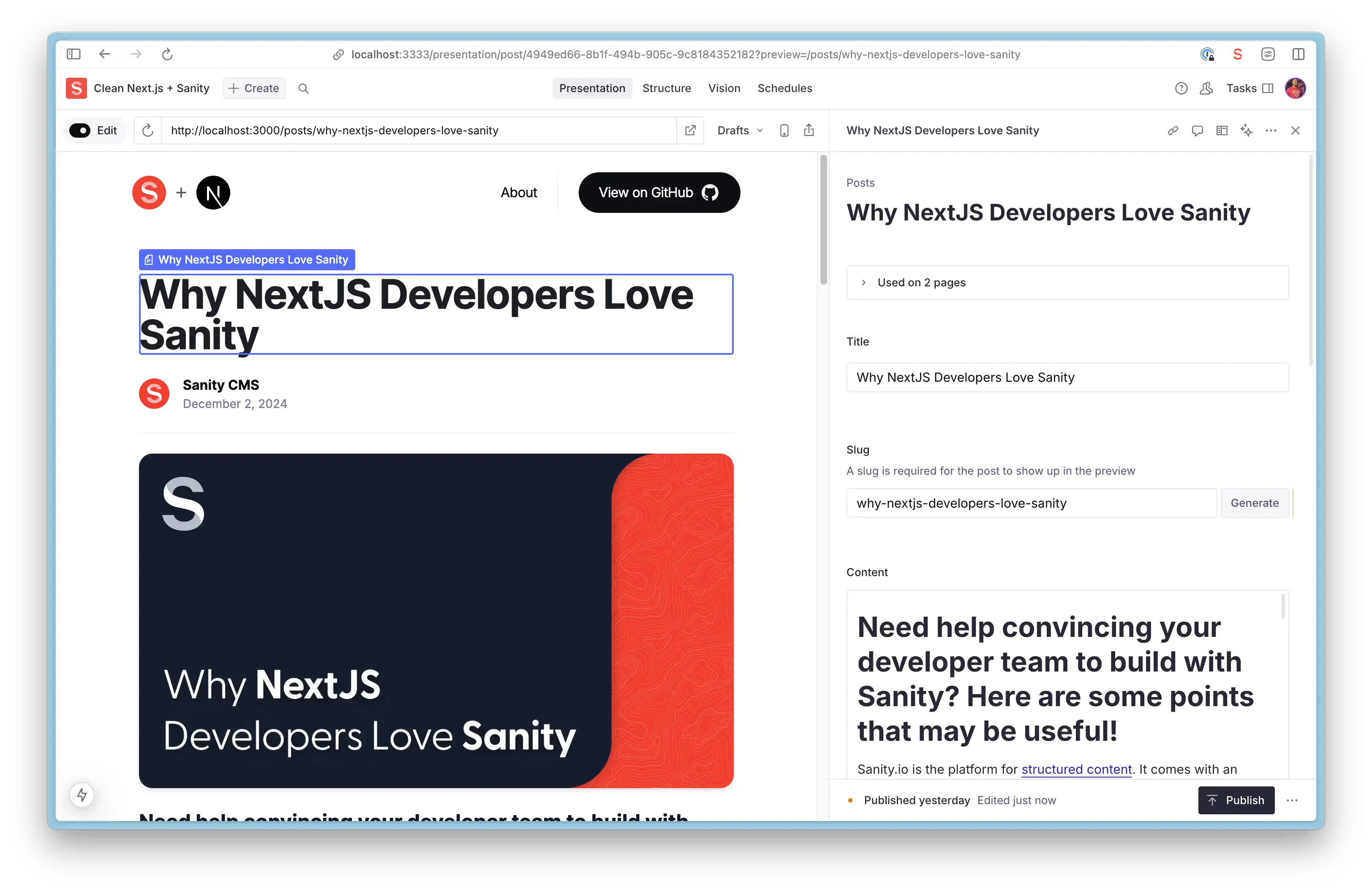 Contentful thumbnail for Clean Next.js + Sanity App