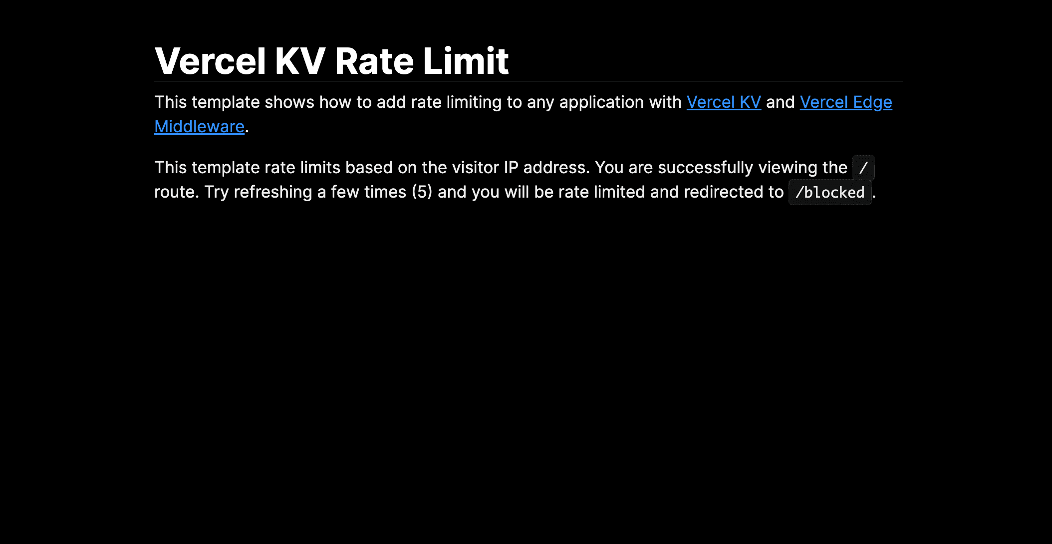 Vercel rate Limit example