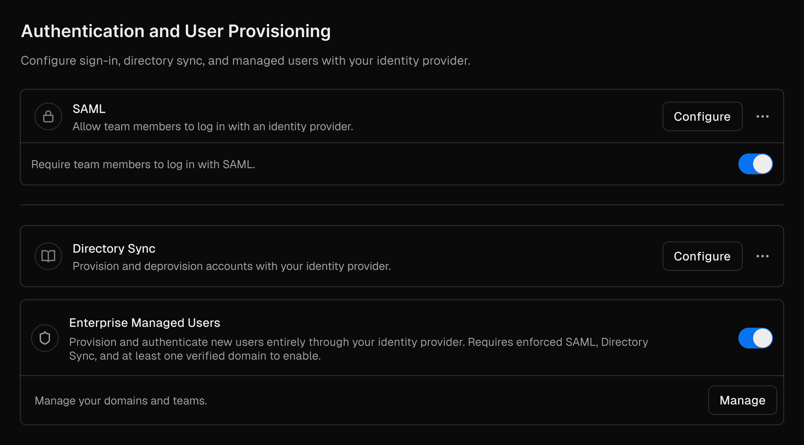 Enterprise Managed Users enabled for the team.