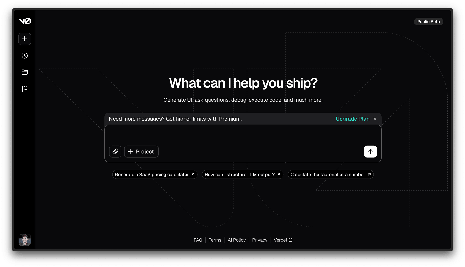v0 by Vercel is powered by the AI SDK