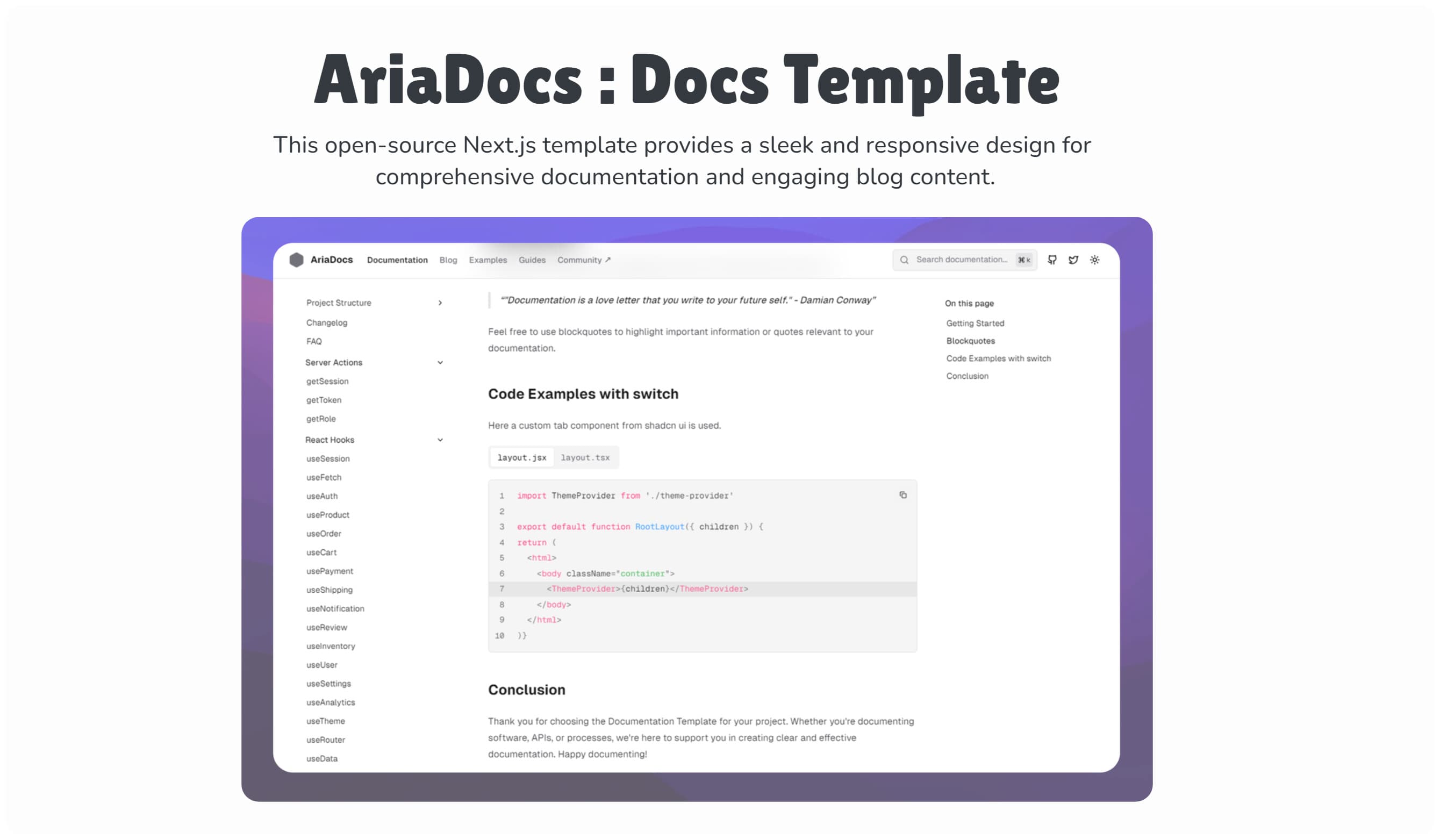 AriaDocs: Documentation Template thumbnail